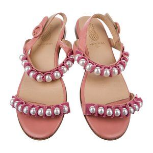 AQUAZZURA Girls' Low Pearl Pink Trimmed Sandals Shoes Size 2